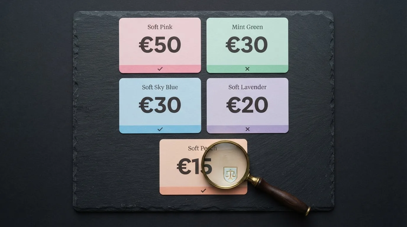 Varias tarjetas de casino online dispuestas en comparativa, con los importes de bono sin depósito destacados y una lupa sobre el sello de licencia DGOJ