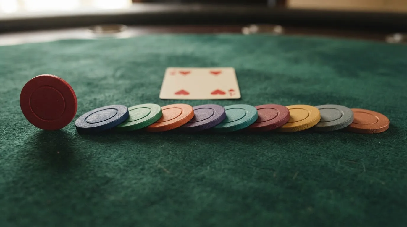 Una fila de fichas de casino con los logotipos de los operadores DGOJ analizados, ordenadas de mayor a menor catálogo de slots BTG