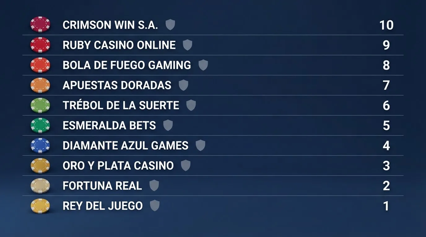 Tabla comparativa con los nombres, logotipos y datos principales de los diez casinos que aceptan Cardano revisados en esta guía