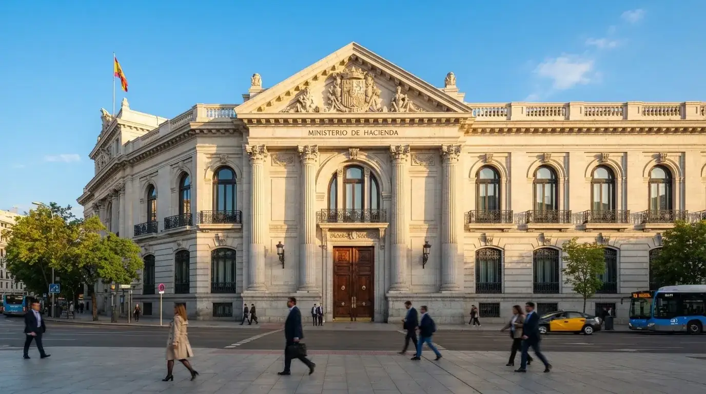 Sede de la Dirección General de Ordenación del Juego en Madrid, con el escudo oficial visible en la fachada