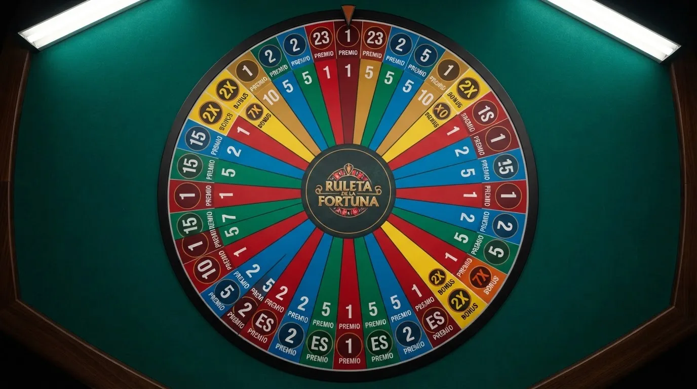 Vista cenital del tablero de apuestas de Crazy Time con los 54 segmentos numerados y las casillas de bonificación diferenciadas por color
